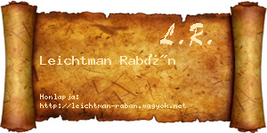 Leichtman Rabán névjegykártya